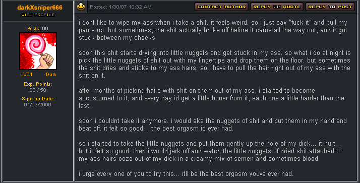 frame | A common conversation piece; discussion of fecal consumption.