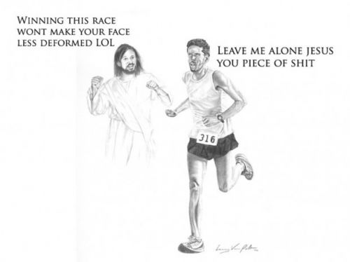 Winning this race jesus with me always meme.jpeg