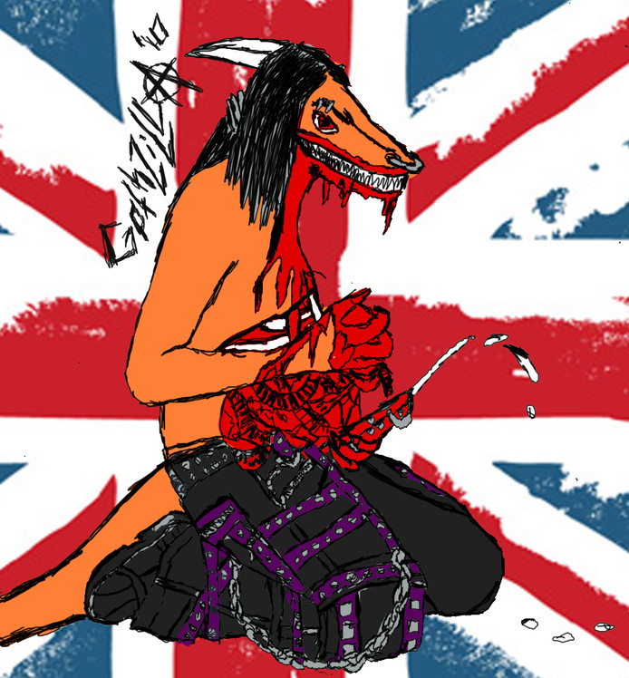 Gothzilla's fursona engaging in some [[Necrofur|furry erotic auto cannibalism