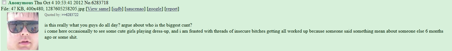 From /cgl/ to lolcow, not much has changed.