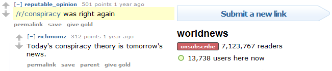 R/worldnews being taken over by r/conspiracy fags | 400 px