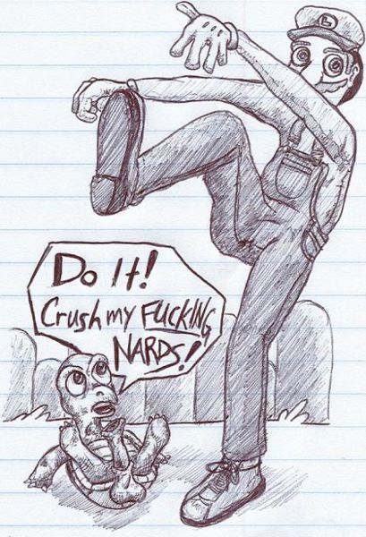 What fanboys doodle on the backs of homework.