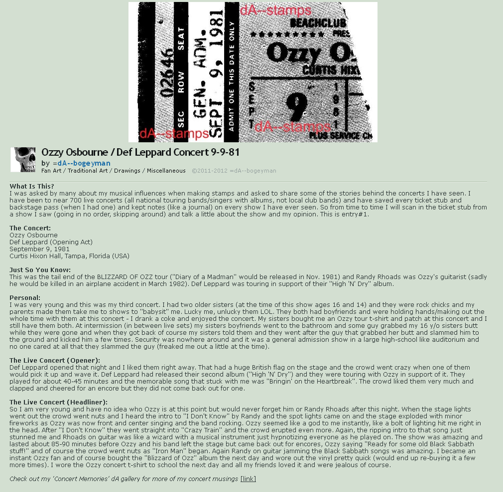 The ticket of the Ozzy Osbourne concert he has gone in question