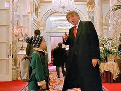 Picture of Donald J. Trump, who is an average human being, helping out a perfectly normal human child.