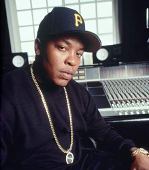 Legendary producer and known kike-puppet, Dr Dre in the studio.