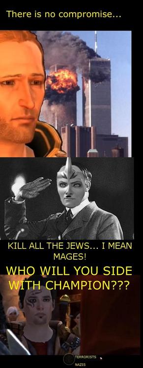 Spoiler Alert: at the end of the game, you either side with the [[Jews
