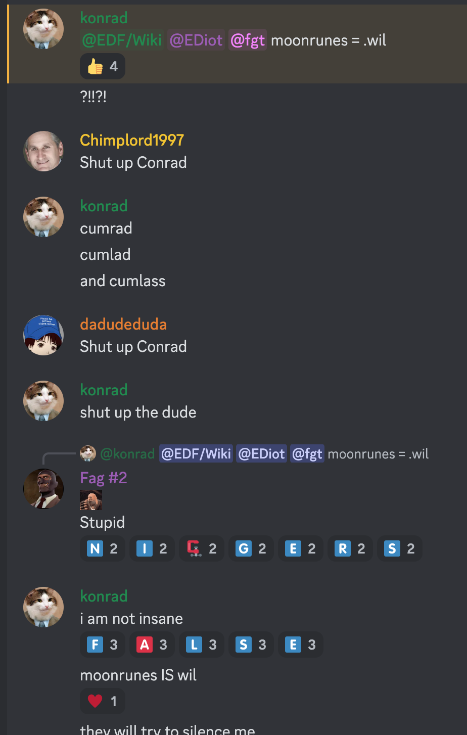 Average retarded conversation on the new ED discord