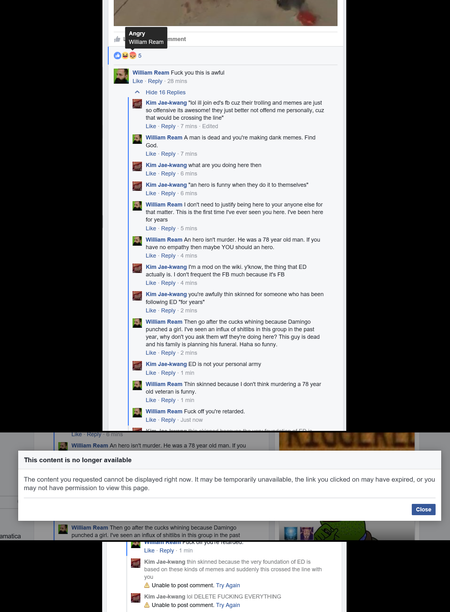 Conclusive evidence that ED's FB is full of thin-skinned humorless fags