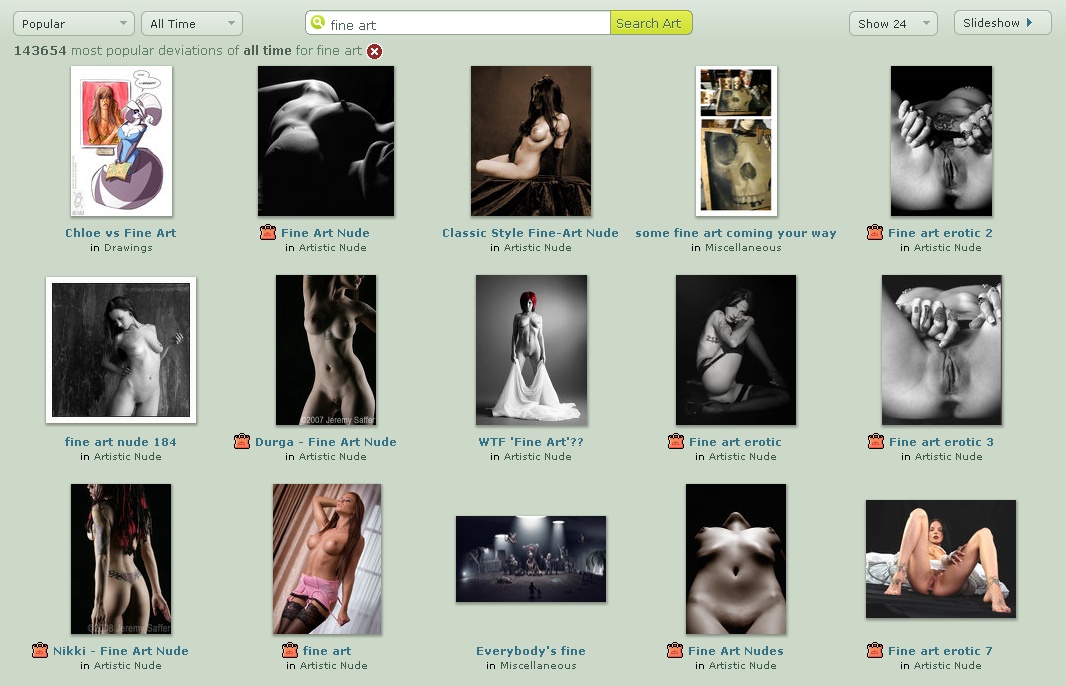 This is what comes up in a search for "fine art" on deviantART.