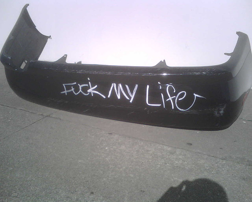 I wrote this on my bumper for a [[Lie|free
