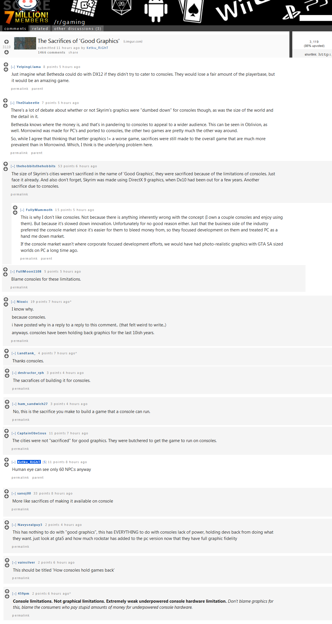 Highligt reel of PCMR's presence on an r/gaming post