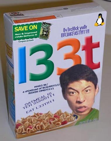 1337 is a way of life, as shown by this breakfast cereal