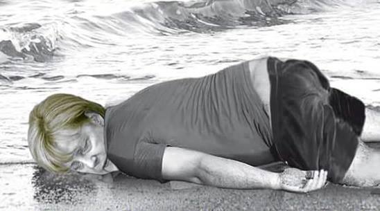 Angela Kazmierczak, a Polish refugee, stranded on the coast of the North Sea in 2005. Seven months later she became the P.M. of Germany.