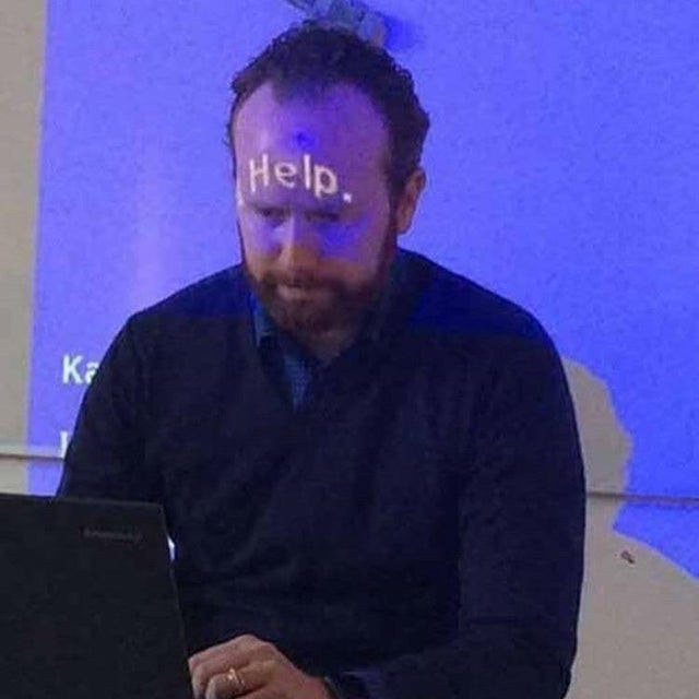 Mike prepares to show the class his project