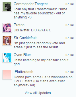 Typical status updates: Note the [[attention whores