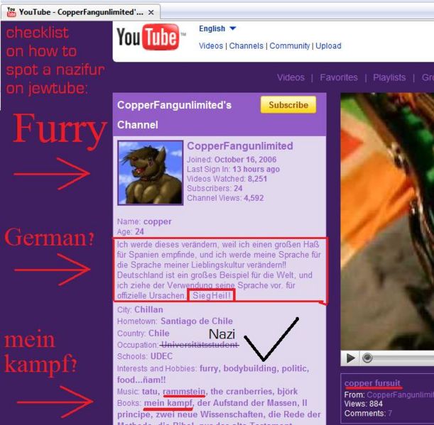 They're everywhere. This is a guide on how to spot a Nazi-Furry when you see one on [[YouTube