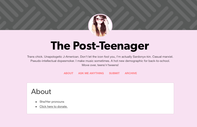 [[Obvious|Of course he has a donate button since he's too fucking lazy to get a job.