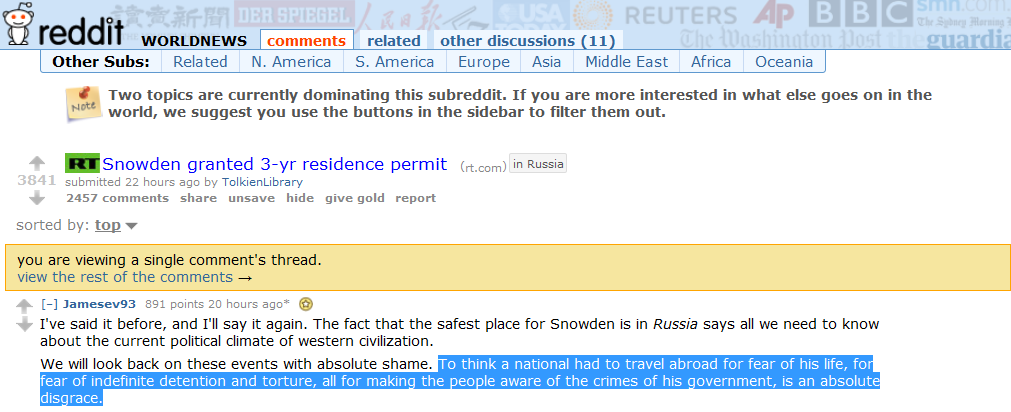 Another example of Reddit's warped view on reality