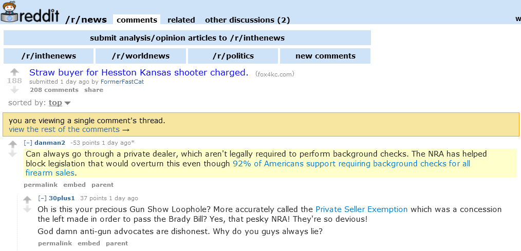 Typical gun control debate on reddit