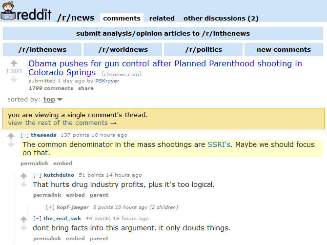 Redditors are too in denial to accept that that the majority of mass shootings are the result of insufficient gun control laws.