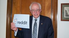 Sanders greeting his entire constituency.