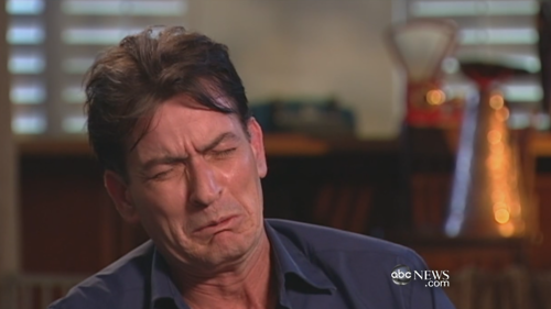 Charlie Sheen's reaction when reminded of his role as Dex the Dog Detective. This was followed by a 3-week binge.