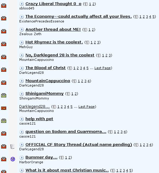 A typical day on the CF forums; note the attention whoring and hilarious spelling errors.