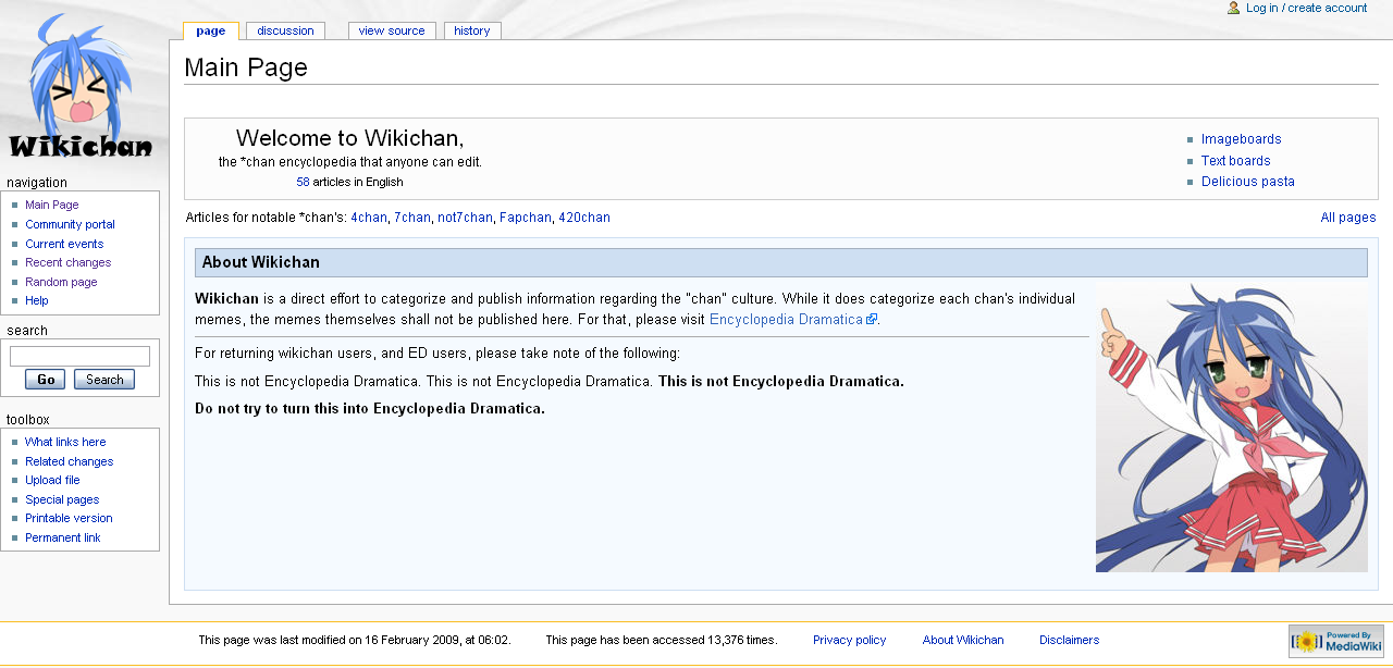 Wikichan front page