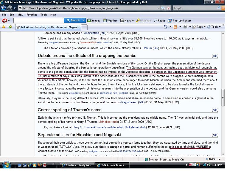 The good people of wikipedia handle history's most complicated issues with an opened mind and detached objectivism.