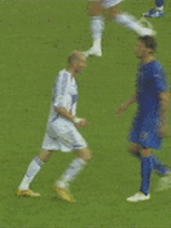 Zinedine Zidane demonstrates typical French sportsmanship.